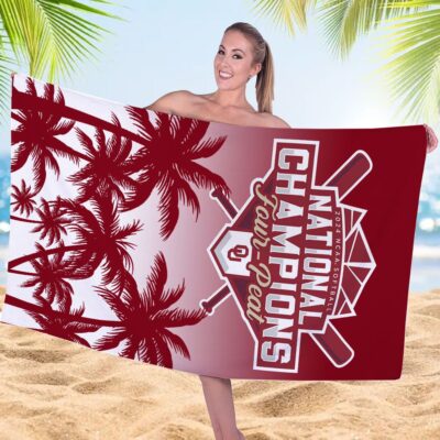 Oklahoma Sooners Womens Softball Rectangle Beach Towel WBT1050 1